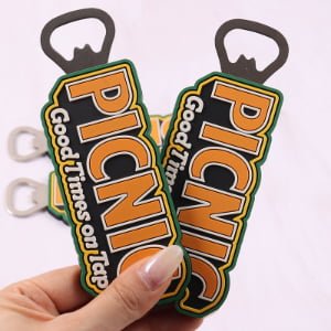 promotional bottle opener with silicone handle and logo