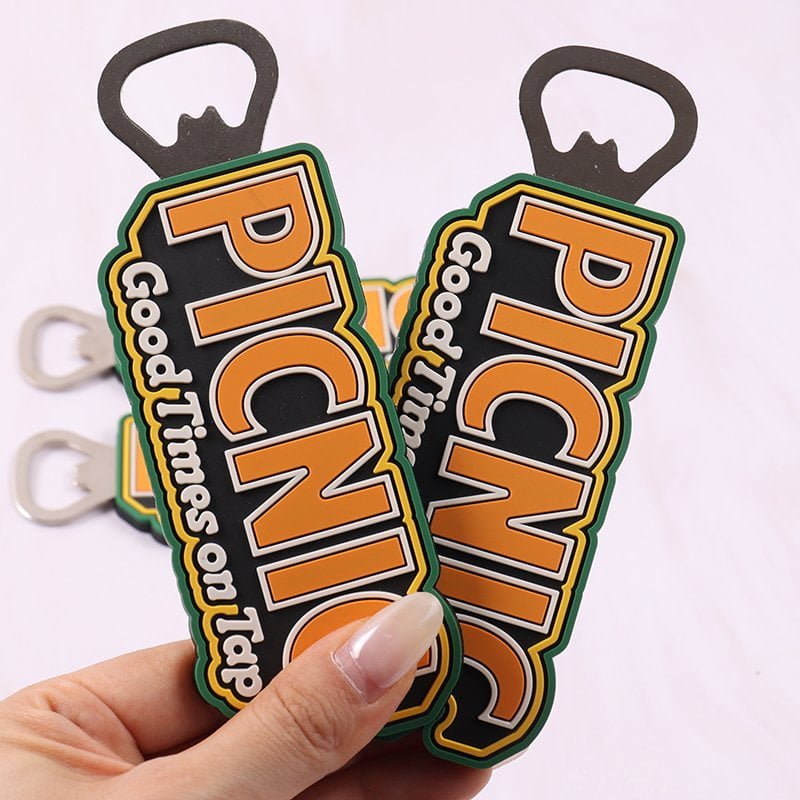 promotional bottle opener with silicone handle and logo