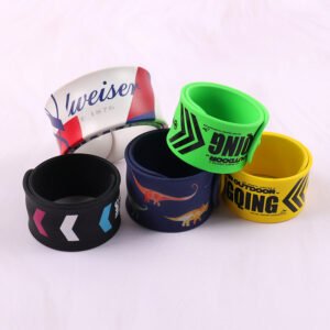 colorful PVC slap wristbands with custom logo for promotional giveaways