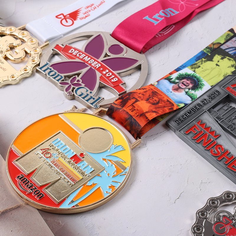 Custom sports medal with lanyard made from durable electroplated metal MOQ 10pcs