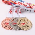 Electroplated metal medals with custom lanyards for sports competitions and award ceremonies