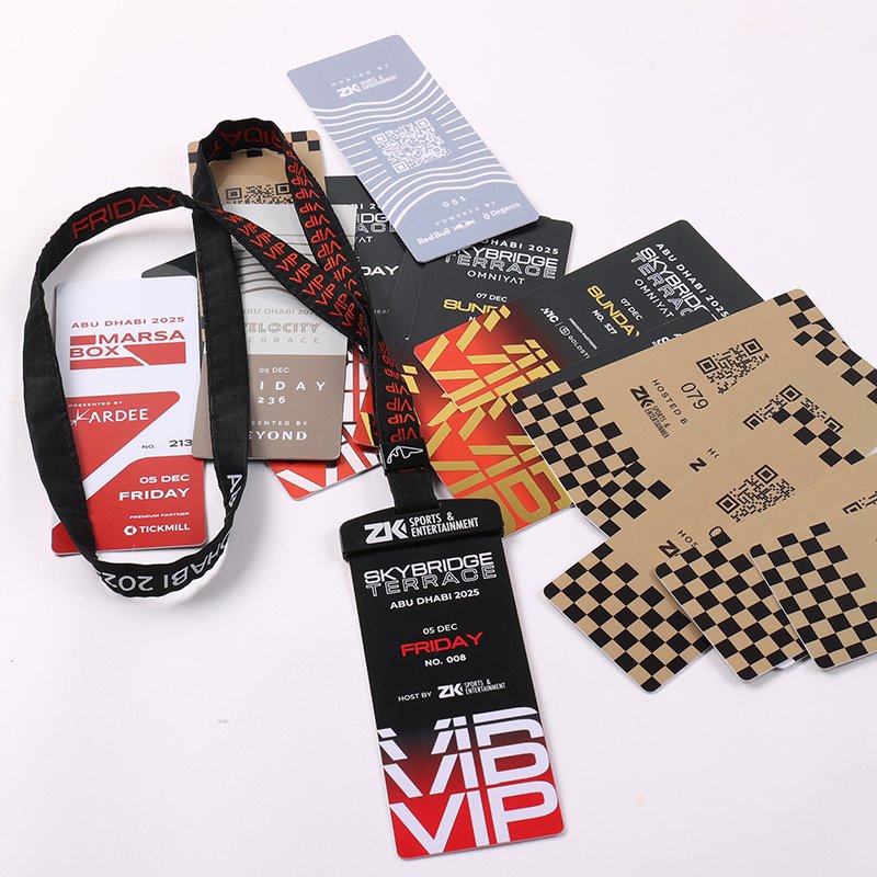 Custom PVC ID cards with QR code and serial number printing, perfect for event access control and identification