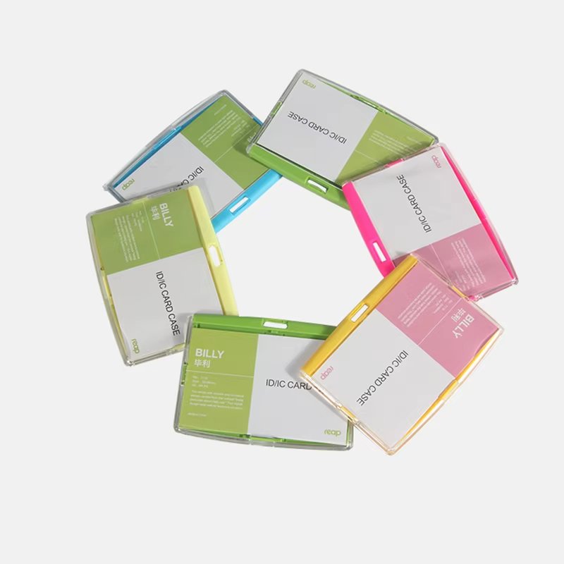 Custom plastic ID card holder with solid color frame