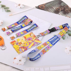 Colorful custom printed lanyards with matching PVC event badges