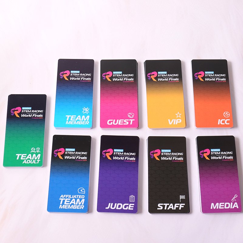 Custom PVC event badges for VIP staff media crew and exhibitor credentials