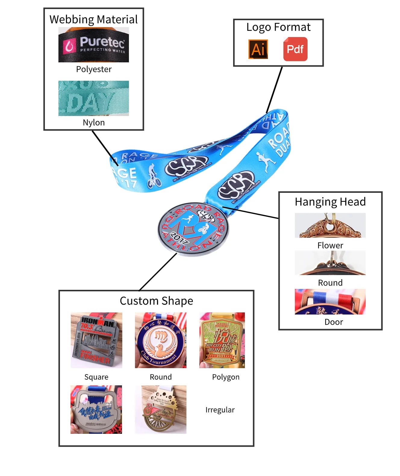 electroplated medal lanyard | premium event & sports medals