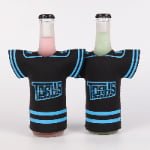 Collapsible jersey-style bottle sleeve for beer and soft drink bottles