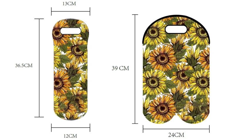 Custom neoprene wine bottle sleeves for 750ml wine bottles with full-color printed design