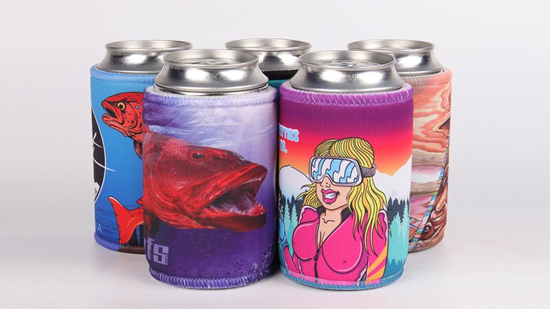 Reusable stubby holders displayed with a beverage can to show practicality and brand visibility in 2026