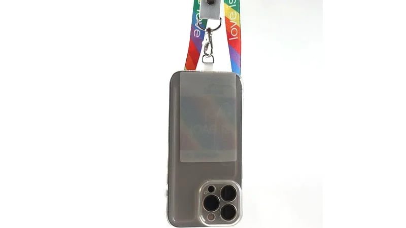 Smartphone attached to a custom lanyard with a phone connector