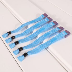 custom logo embroidered fabric wristband for event entry