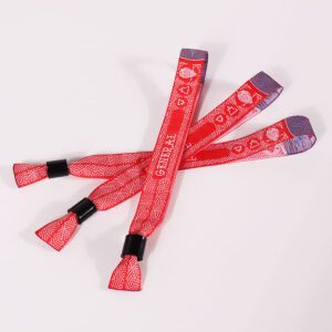 polyester fabric wristband with embroidered text and pattern festival embroidered wristband with adjustable accessory options