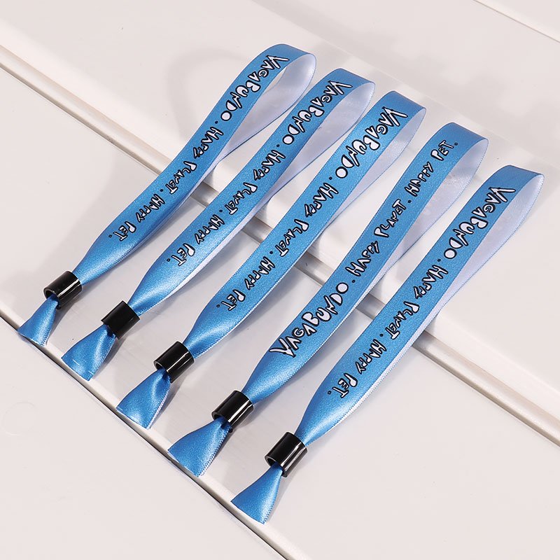 event wristband custom logo polyester fabric with plastic lock