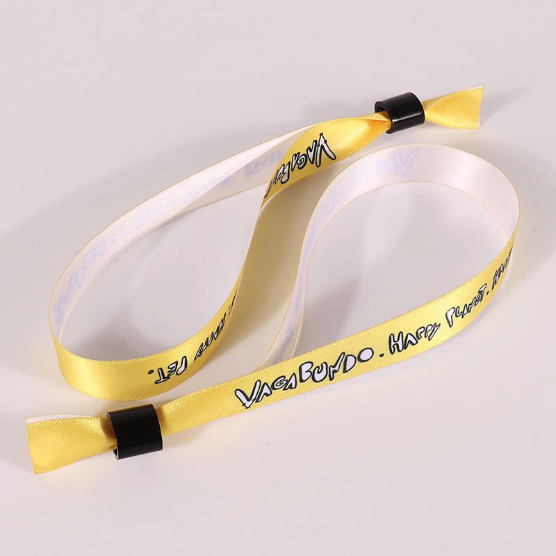 event wristband custom logo polyester fabric with plastic lock