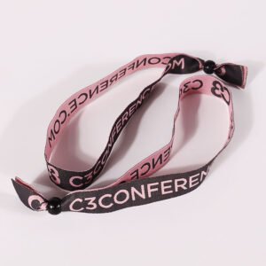 blue polyester embroidered wristband custom logo close up