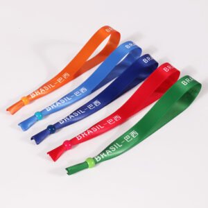 custom polyester fabric wristband with heat transfer printing and adjustable buckle