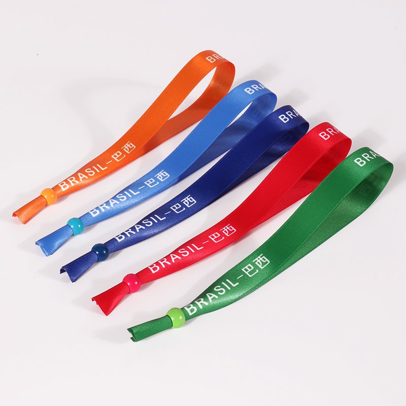 custom polyester fabric wristband with heat transfer printing and adjustable buckle