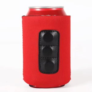 Red neoprene custom magnetic stubby holder for cans with foldable design