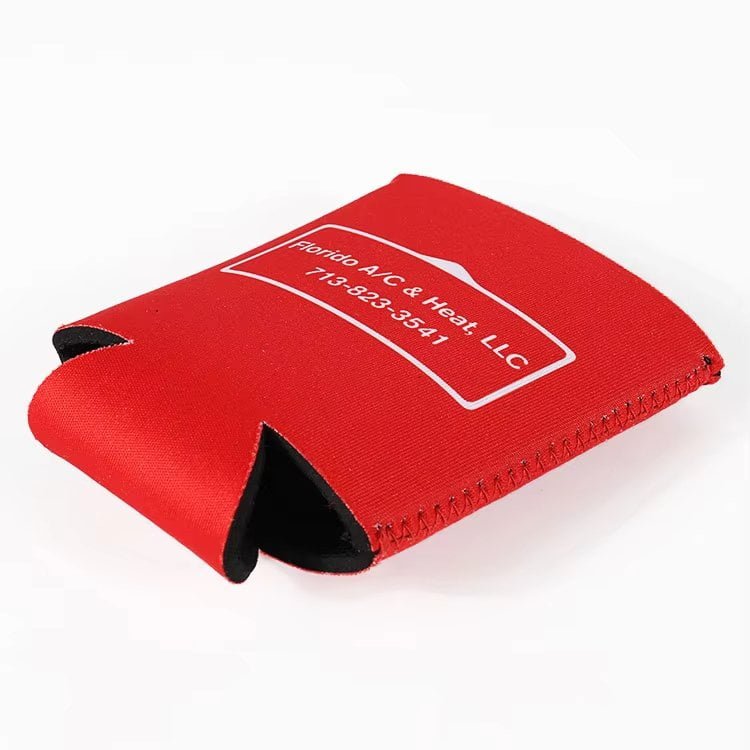 Custom printed folding stubby holder in neoprene for beverage promotions