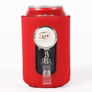 Custom neoprene beverage cooler holder with folding flat construction