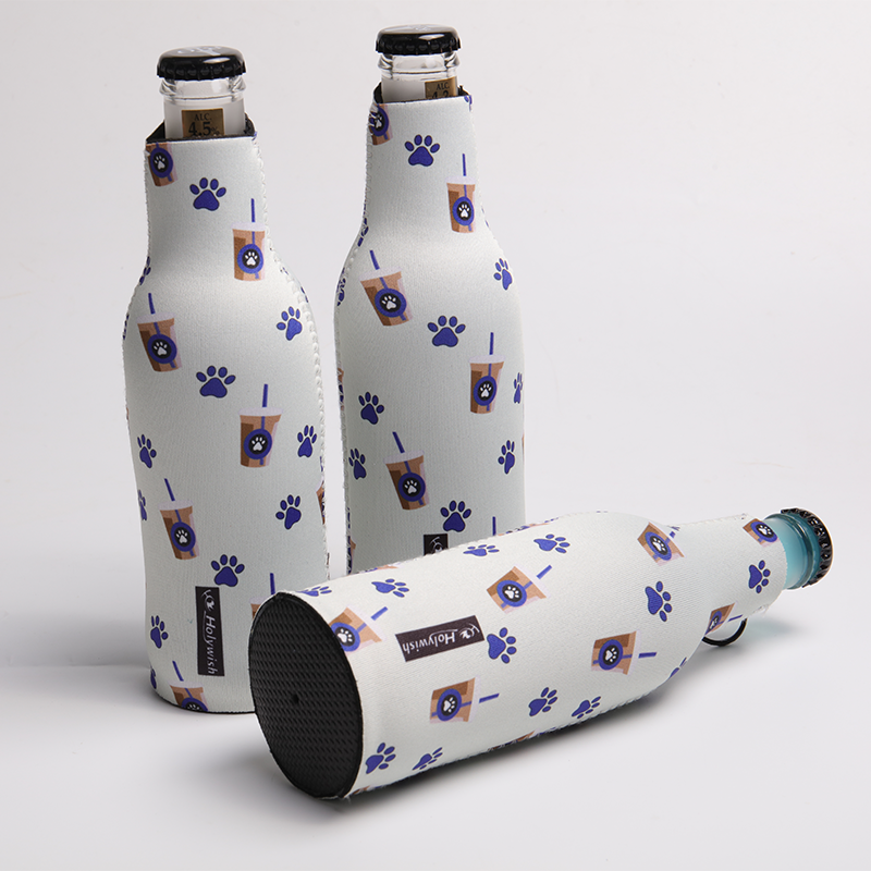 Neoprene mini bottle koozie for retail promotions and branded beverage packaging