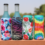 Full-color printed slim can coolers for cans and bottles with custom beverage branding