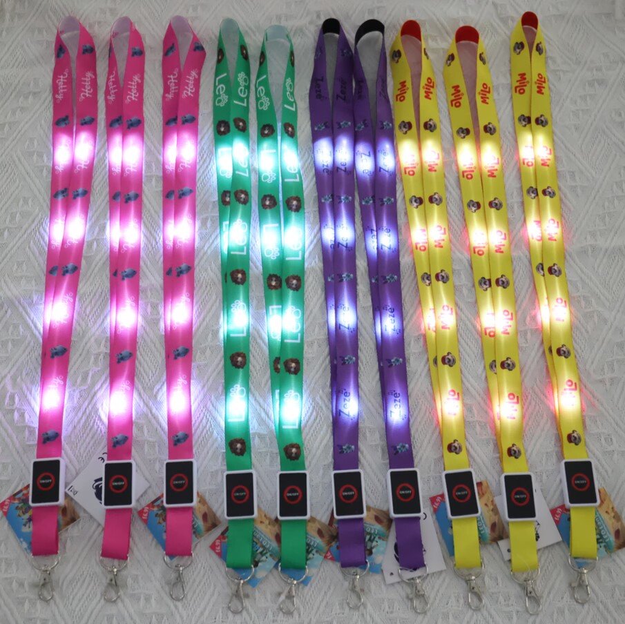Custom RGB LED lanyards with color-changing lights for concerts and events