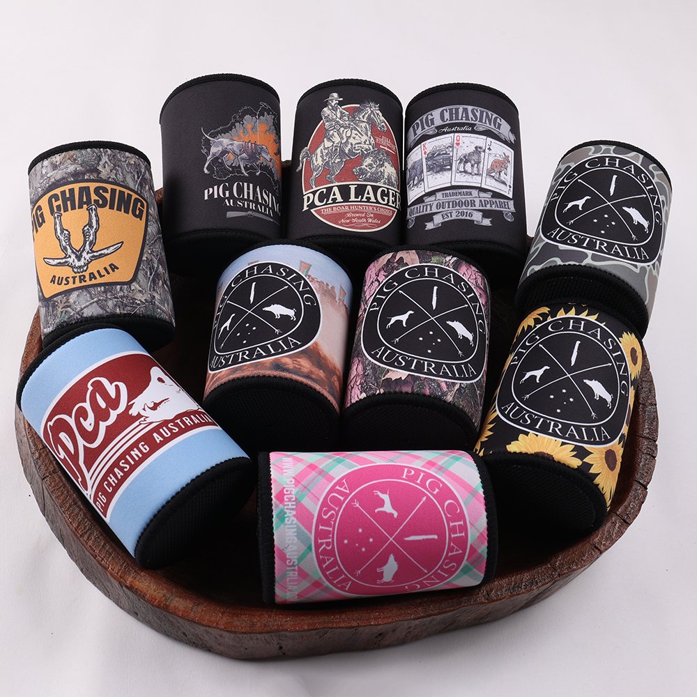 Bulk custom stubby holders with printed logos for promotional distributors brands and corporate events