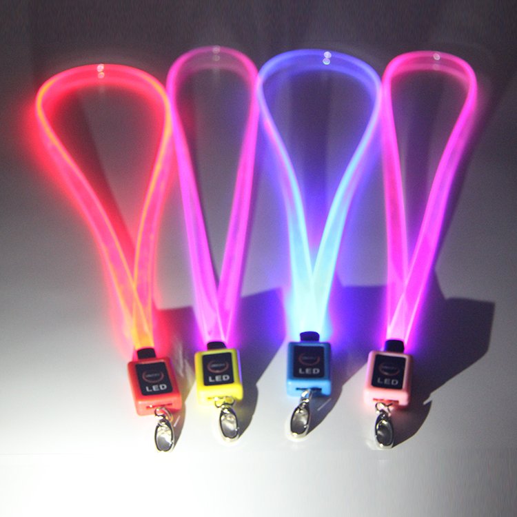 Custom fiber optic LED lanyards with continuous glow effect for premium events