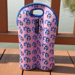 Double wine bottle carrier made from thick neoprene for 750ml wine bottles