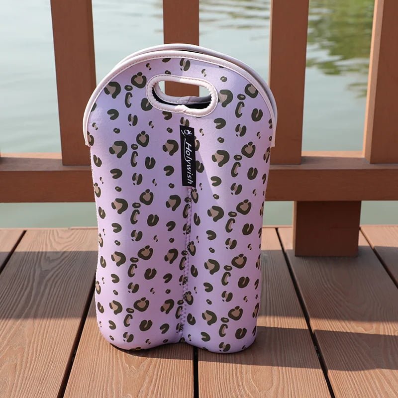 Reusable custom wine tote with reinforced stitching and built-in handle