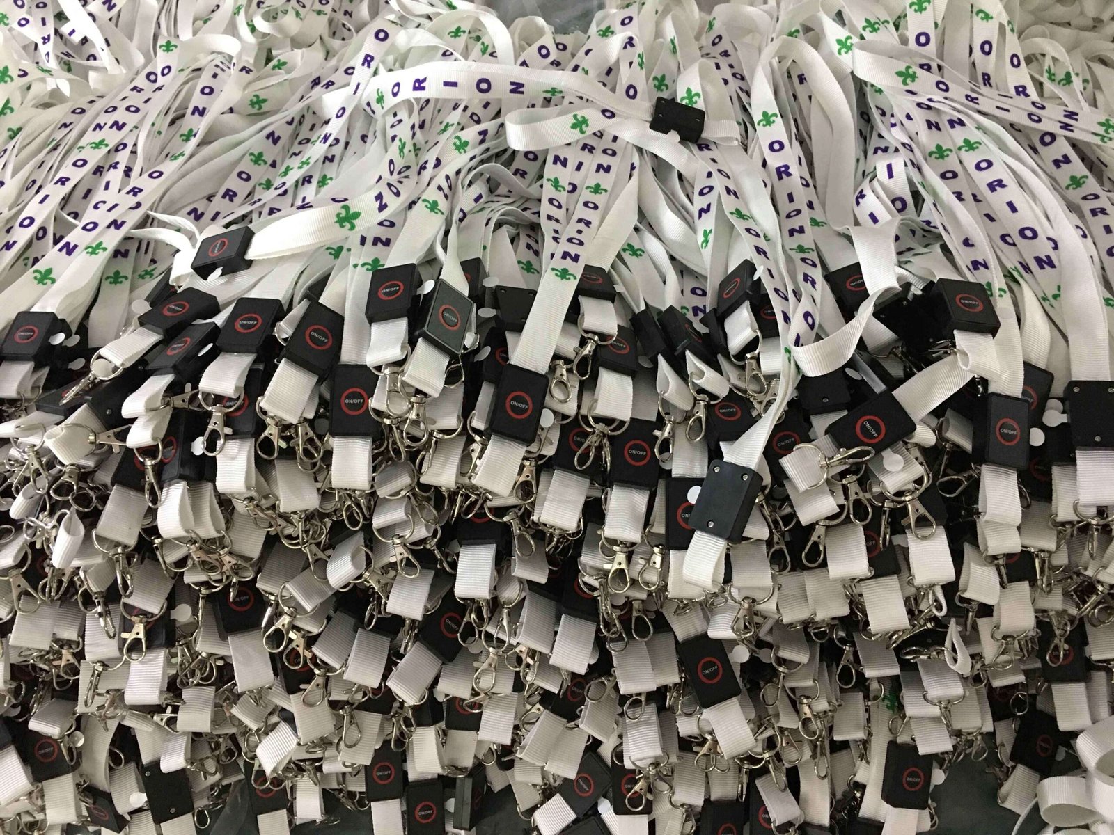 Custom LED lanyard quality inspection and lighting function testing before bulk shipment