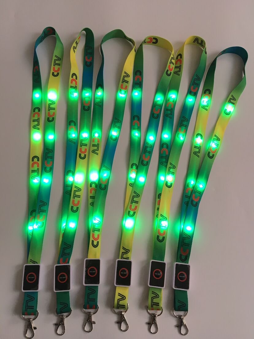 Custom printed LED lanyards with logo flashing lights and safety breakaway