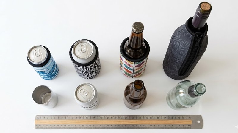 Size guide showing slim can standard can and bottle stubby holders