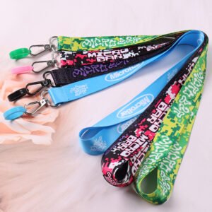 Polyester sublimation vape lanyard with small silicone ring