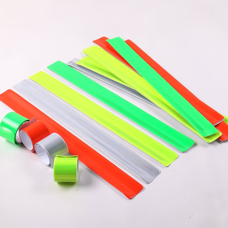 Colorful reflective slap bands for kids, cycling and promotions