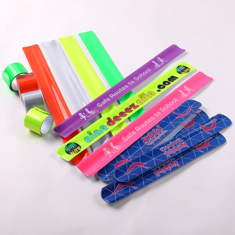 Custom logo slap wristbands made with PVC and reflective film