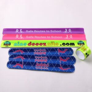 Custom PVC reflective slap wristbands in bright safety colors