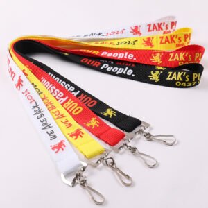 Custom screen printing polyester lanyard with metal J hook in multiple colors