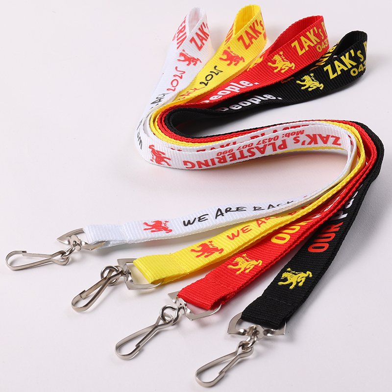 Polyester ID card lanyards with custom logo printing and metal hook