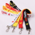 Multi-color screen printed lanyards with metal J hook for badge holders