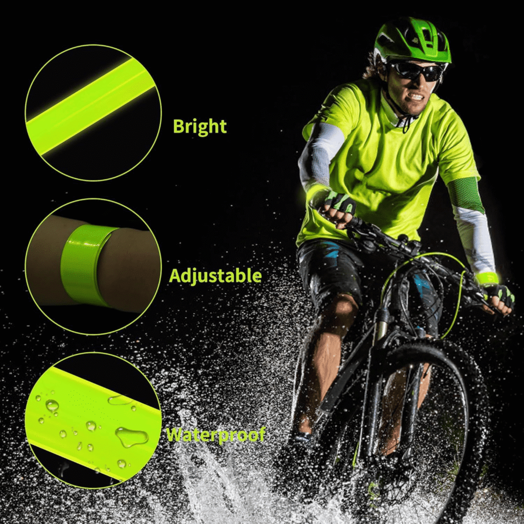 reflective slap wristband for cycling and low-light visibility