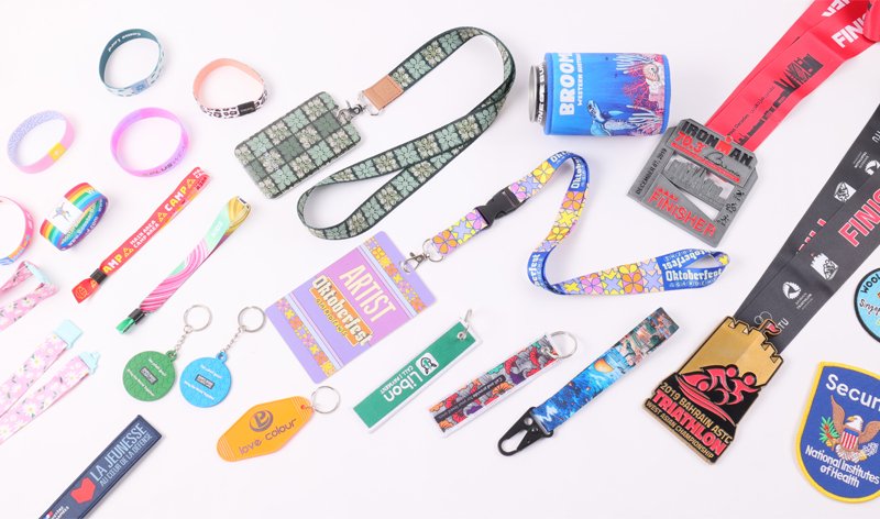 Custom sports event lanyards with PVC passes wristbands and medals