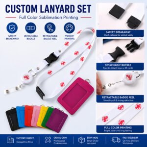 Custom exhibition lanyard with PU badge holder for VIP and staff