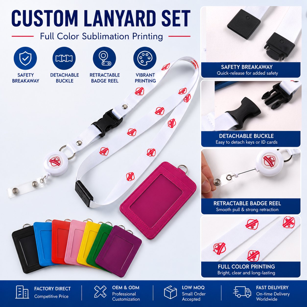 Custom exhibition lanyard with PU badge holder for VIP and staff