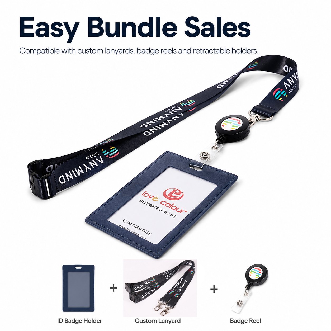 Exhibition lanyard with retractable badge reel and ID card holder
