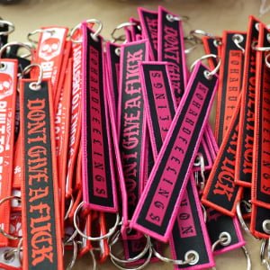 custom woven key strap with jacquard branding