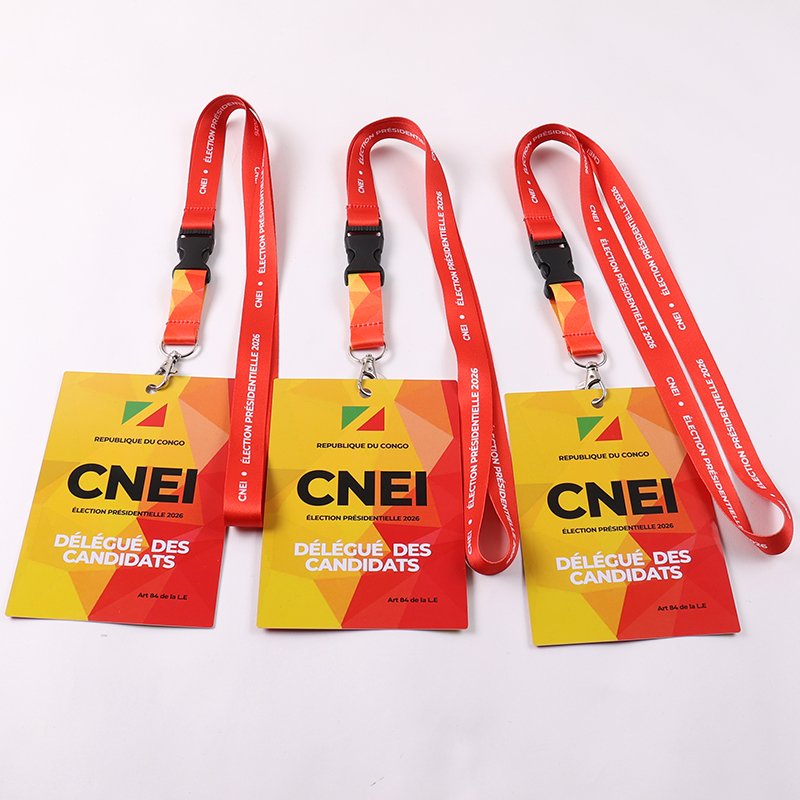 Custom exhibition badge lanyards with PVC cards and badge holders