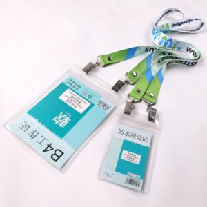 Volunteer lanyards with clear PVC ID badge holders for sports events