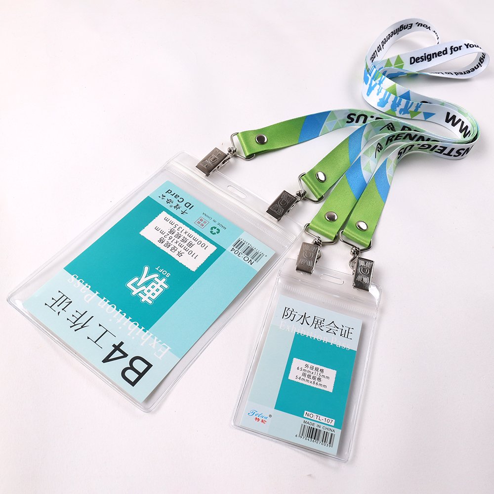 Volunteer lanyards with clear PVC ID badge holders for sports events